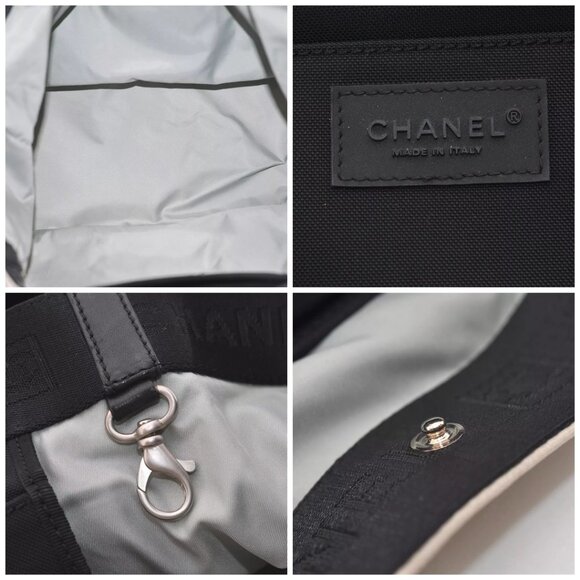 Authentic CHANEL Sports Line High Summer Nylon Leather CC Tote Bag Gray - Picture 14 of 16